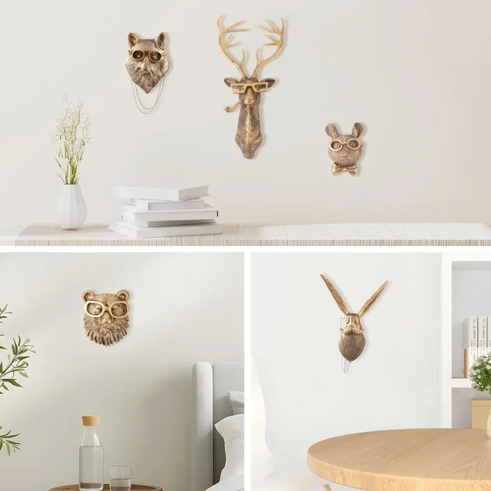 Gold Bear with Glasses Wall Art – Modern Statement Décor